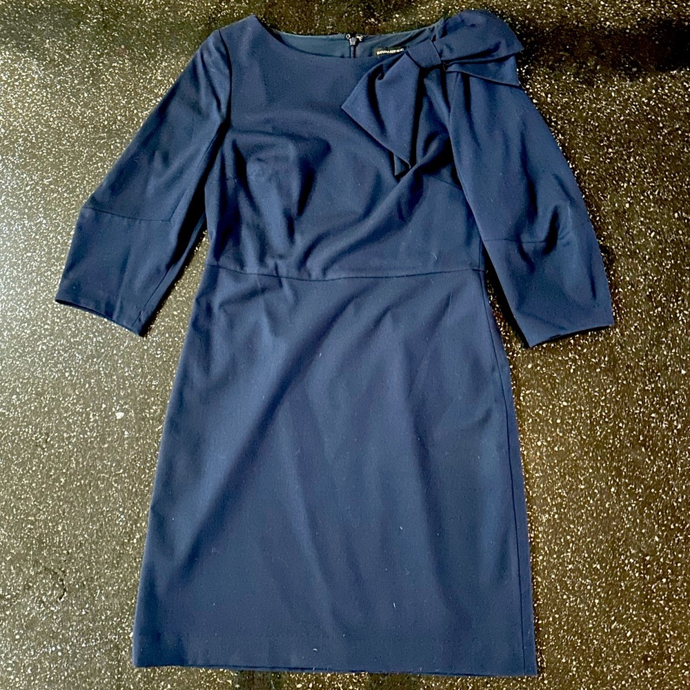 Banana Republic Bow Neckline Navy Dress Size 10